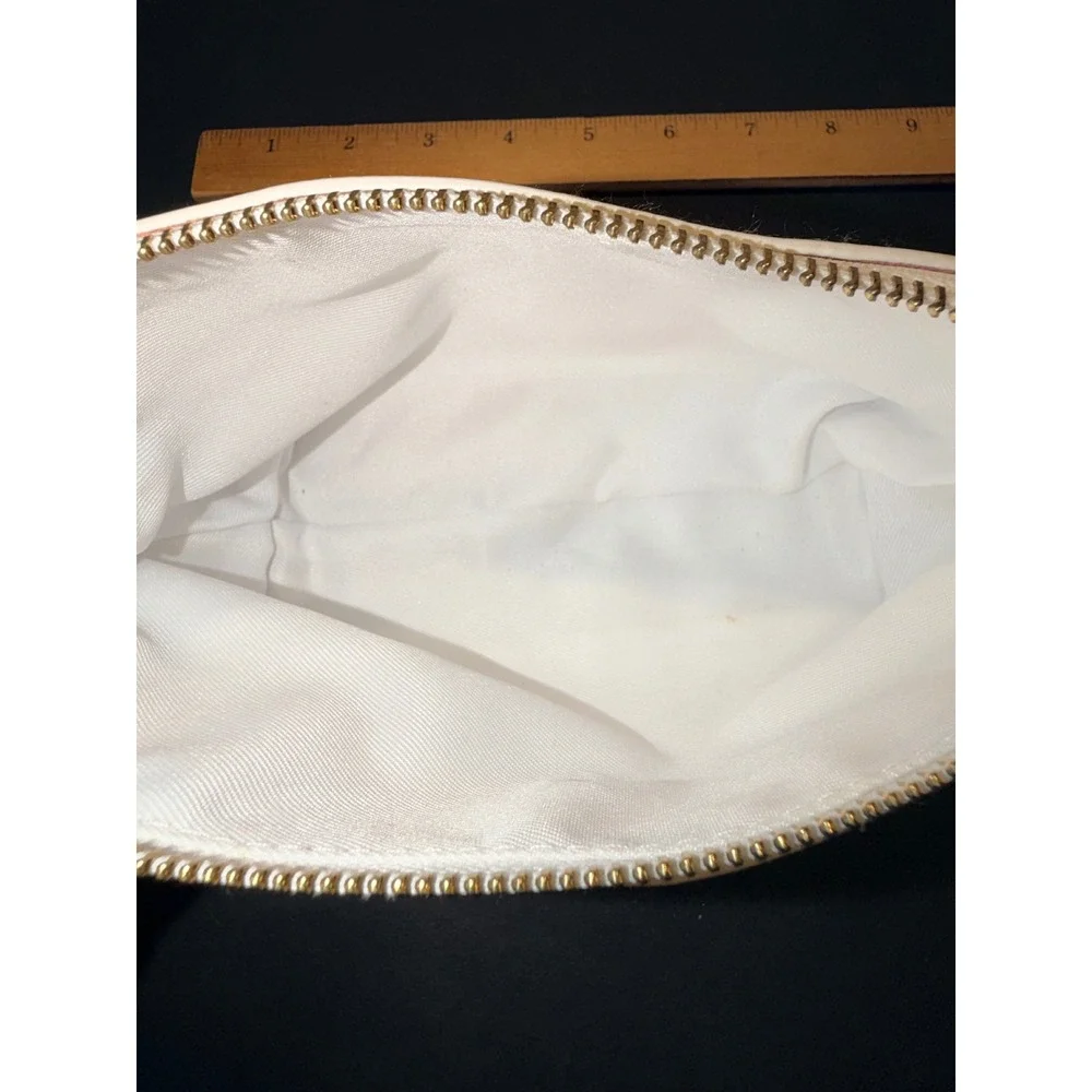 Kendra Scott Makeup Bag White Gold Medallion Logo Cosmetic Pouch Travel Case